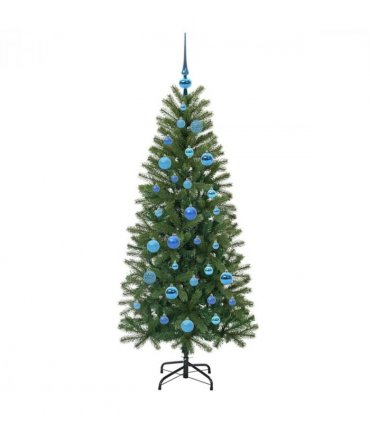 vidaXL Artificial Christmas Tree with 150 LEDs Green 150 cm PE and PVC — Model: with LEDs &blue balls
