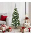 vidaXL Artificial Christmas Tree with 150 LEDs Green 120 cm PE and PVC — Model: with LEDs &white/grey balls