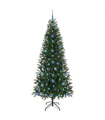 vidaXL Artificial Christmas Tree with 300 LEDs Green 210 cm PE and PVC — Model: with LEDs &blue balls