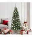 vidaXL Artificial Christmas Tree with 300 LEDs Green 180 cm PE and PVC — Model: with LEDs &white/grey balls