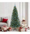 vidaXL Artificial Christmas Tree with 300 LEDs Green 180 cm PE and PVC — Model: with LEDs &blue balls