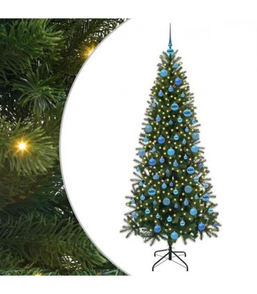 vidaXL Artificial Christmas Tree with 300 LEDs Green 180 cm PE and PVC — Model: with LEDs &blue balls