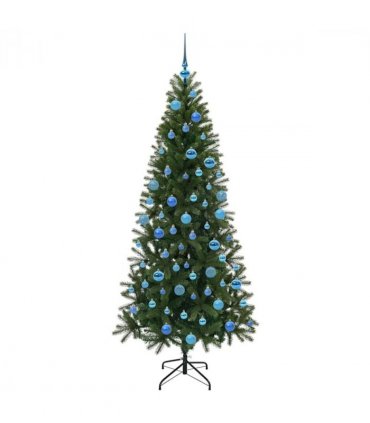 vidaXL Artificial Christmas Tree with 300 LEDs Green 180 cm PE and PVC — Model: with LEDs &blue balls