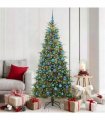 vidaXL Artificial Hinged Christmas Tree Green 180 cm PE and PVC — Model: with LEDs &blue balls