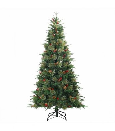 vidaXL Artificial Hinged Christmas Tree Green 180 cm PE and PVC — Model: with LEDs &blue balls
