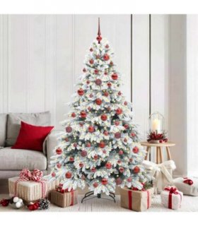vidaXL Artificial Christmas Tree with 300 LEDs White 180 cm PE and PVC — Model: with LEDs &red balls