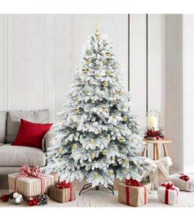 vidaXL Artificial Christmas Tree with 300 LEDs White 180 cm PE and PVC — Model: with LEDs &gold balls