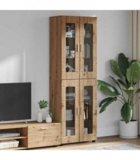 vidaXL Highboard FLORIN Artisan Oak 60 x 35 x 182 cm Engineered Wood — Model: with 4 glass doors