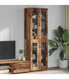 vidaXL Highboard FLORIN Old Wood 60 x 35 x 182 cm Engineered Wood — Model: with 4 glass doors