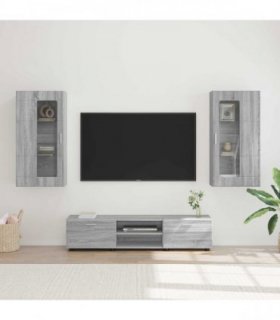 vidaXL TV Cabinet Set FLORIN 3 pcs Grey Sonoma Engineered Wood — Model: Wall cabinet +TV cabinet with 2 drawers