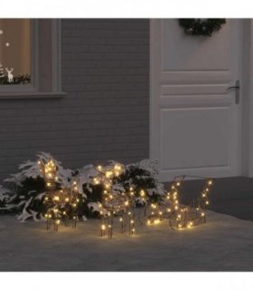 vidaXL Reindeer Pull Sleigh Warm White 53 x 28 x 33 cm Rattan