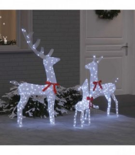 vidaXL Reindeer Family 3 pcs Cold white 68 x 26 x 127 cm Fabric
