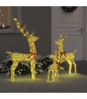 vidaXL Reindeer Family 3 pcs Warm white 68 x 26 x 127 cm Fabric