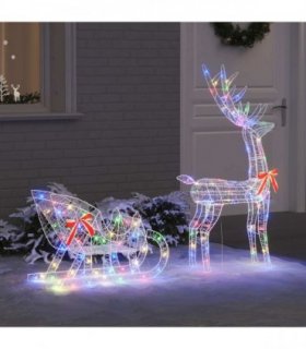 vidaXL Reindeer Pull Sleigh Colourful 70 x 26 x 129 cm Acrylic