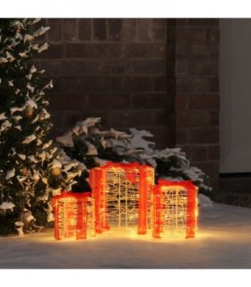vidaXL Gift Box Decoration 3 pcs Warm white 20 x 20 x 21 cm Acrylic