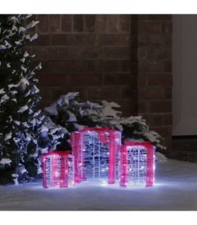 vidaXL Gift Box Decoration 3 pcs Cold white 20 x 20 x 21 cm Acrylic