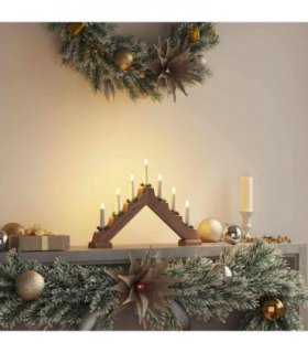 vidaXL Christmas Candle Bridge Brown 39.5 x 5 x 29 cm Solid Pine Wood — Colour: Natural