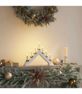 vidaXL Christmas Candle Bridge White 39.5 x 5 x 29 cm Solid Pine Wood