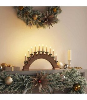vidaXL Christmas Candle Arch with 10 LED Candles Brown 47 x 5 x 29 cm — Colour: Natural