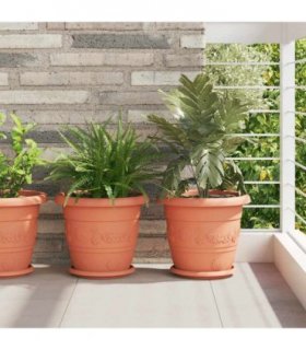 vidaXL Round Flower Pot 6 pcs Brick Red Ø 30 x 25 cm Plastic