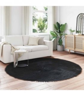 vidaXL Faux Sheepskin Rug TAFALLA Black Ø 200 cm Polyester