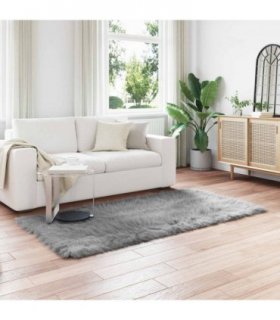 vidaXL Faux Sheepskin Rug TAFALLA Grey 100 x 200 cm Polyester