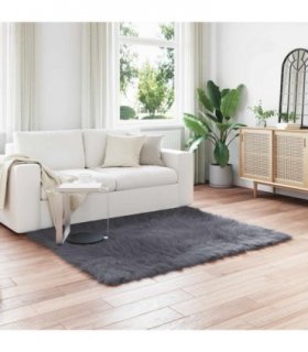 vidaXL Faux Sheepskin Rug TAFALLA Anthracite 160 x 160 cm Polyester