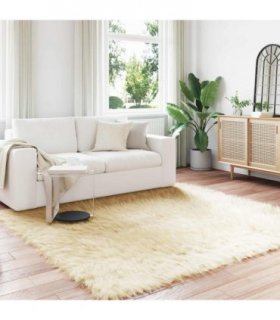 vidaXL Faux Sheepskin Rug TAFALLA Cream 200 x 200 cm Polyester
