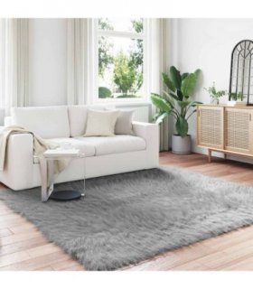 vidaXL Faux Sheepskin Rug TAFALLA Grey 200 x 200 cm Polyester