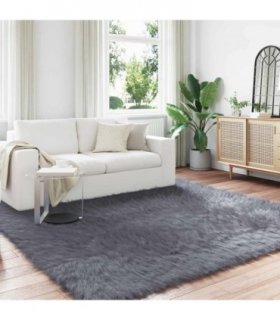 vidaXL Faux Sheepskin Rug TAFALLA Anthracite 240 x 240 cm Polyester