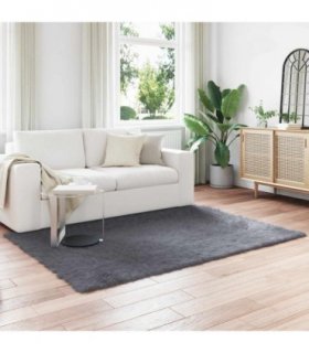 vidaXL Faux Sheepskin Rug TAFALLA Anthracite 140 x 200 cm Polyester