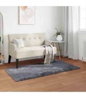 vidaXL Faux Sheepskin Rug TAFALLA Anthracite 60 x 110 cm Polyester