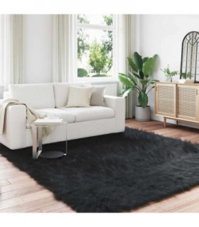 vidaXL Faux Sheepskin Rug TAFALLA Black 200 x 200 cm Polyester