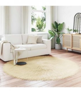 vidaXL Faux Sheepskin Rug TAFALLA Cream Ø 200 cm Polyester