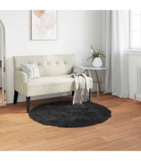 vidaXL Faux Sheepskin Rug TAFALLA Black Ø 120 cm Polyester