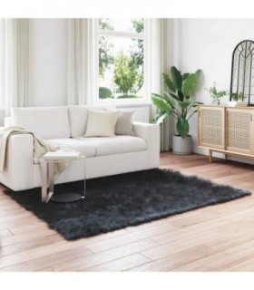 vidaXL Faux Sheepskin Rug TAFALLA Black 120 x 170 cm Polyester