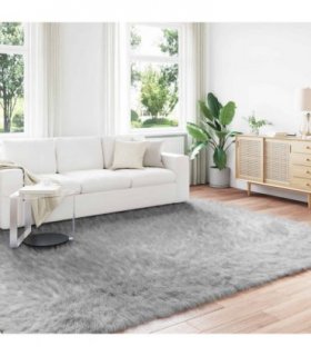 vidaXL Faux Sheepskin Rug TAFALLA Grey 200 x 280 cm Polyester