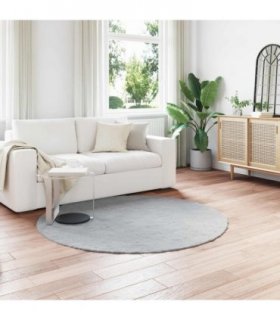 vidaXL Anti-Slip Faux Rabbit Fur Rug OLITE Grey Ø 200 cm Polyester — Size: Ø 200 cm