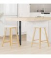 vidaXL Dining Chairs 2 pcs Natural 46 x 37 x 63 cm Solid Rubber Wood — Colour: Natural and white