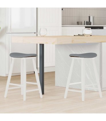 vidaXL Dining Chairs 2 pcs White 46 x 37 x 63 cm Solid Rubber Wood — Colour: White and grey