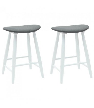 vidaXL Dining Chairs 2 pcs White 46 x 37 x 63 cm Solid Rubber Wood — Colour: White and grey