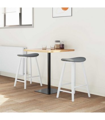 vidaXL Dining Chairs 2 pcs White 46 x 37 x 63 cm Solid Rubber Wood — Colour: White and grey