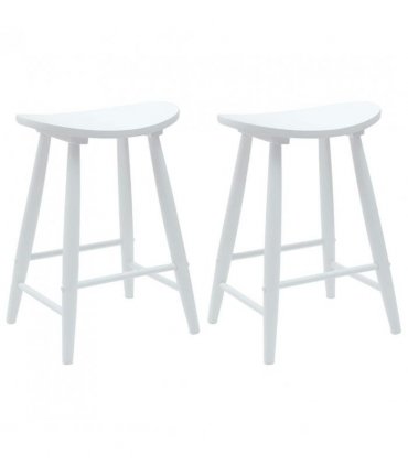 vidaXL Dining Chairs 2 pcs White 46 x 37 x 63 cm Solid Rubber Wood