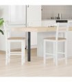 vidaXL Dining Chairs 2 pcs White 40 x 47.5 x 99.5 cm Solid Rubber Wood — Colour: White and brown