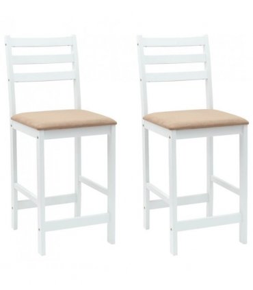 vidaXL Dining Chairs 2 pcs White 40 x 47.5 x 99.5 cm Solid Rubber Wood — Colour: White and brown