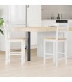 vidaXL Dining Chairs 2 pcs Solid Rubber Wood White 40 x 47.5 x 99.5 cm — Colour: White and natural