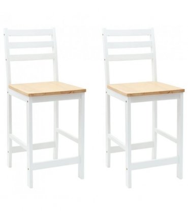 vidaXL Dining Chairs 2 pcs Solid Rubber Wood White 40 x 47.5 x 99.5 cm — Colour: White and natural