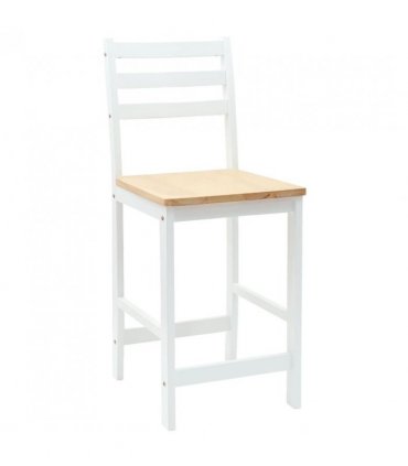 vidaXL Dining Chairs 2 pcs Solid Rubber Wood White 40 x 47.5 x 99.5 cm — Colour: White and natural