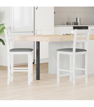 vidaXL Dining Chairs 2 pcs White 40 x 47.5 x 99.5 cm Solid Rubber Wood — Colour: White and grey