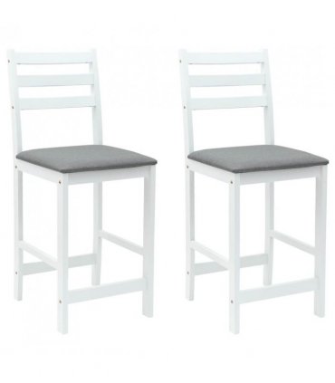 vidaXL Dining Chairs 2 pcs White 40 x 47.5 x 99.5 cm Solid Rubber Wood — Colour: White and grey